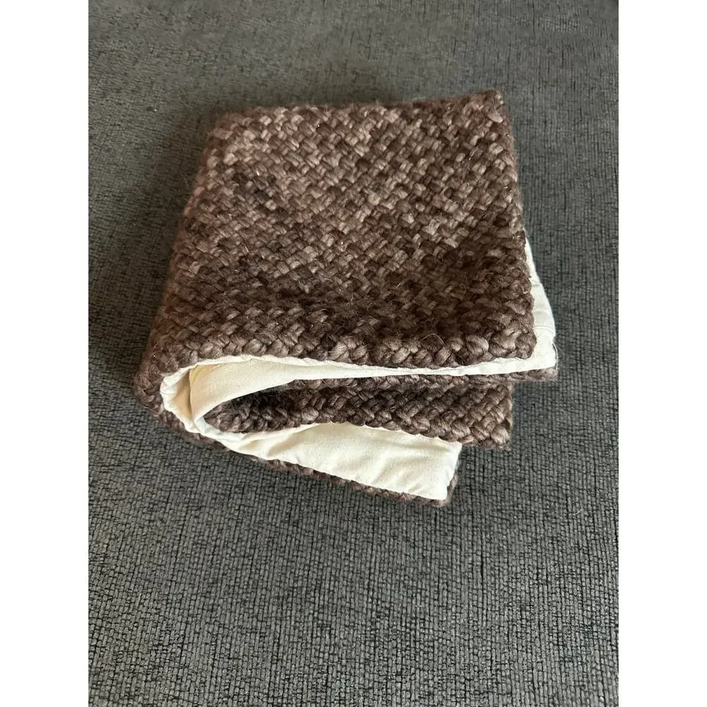 West Elm Chunky Wool Pillow Cover Brown Textured Woven 20x20 NWOT